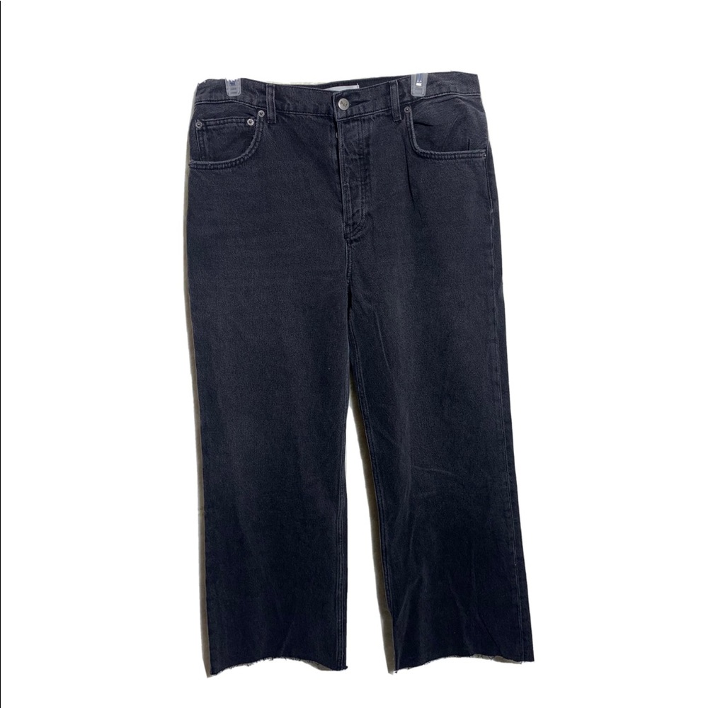Reformation Fawcett High Rise Rigid Wide Leg Jeans Black Monterey Wash Sz 31